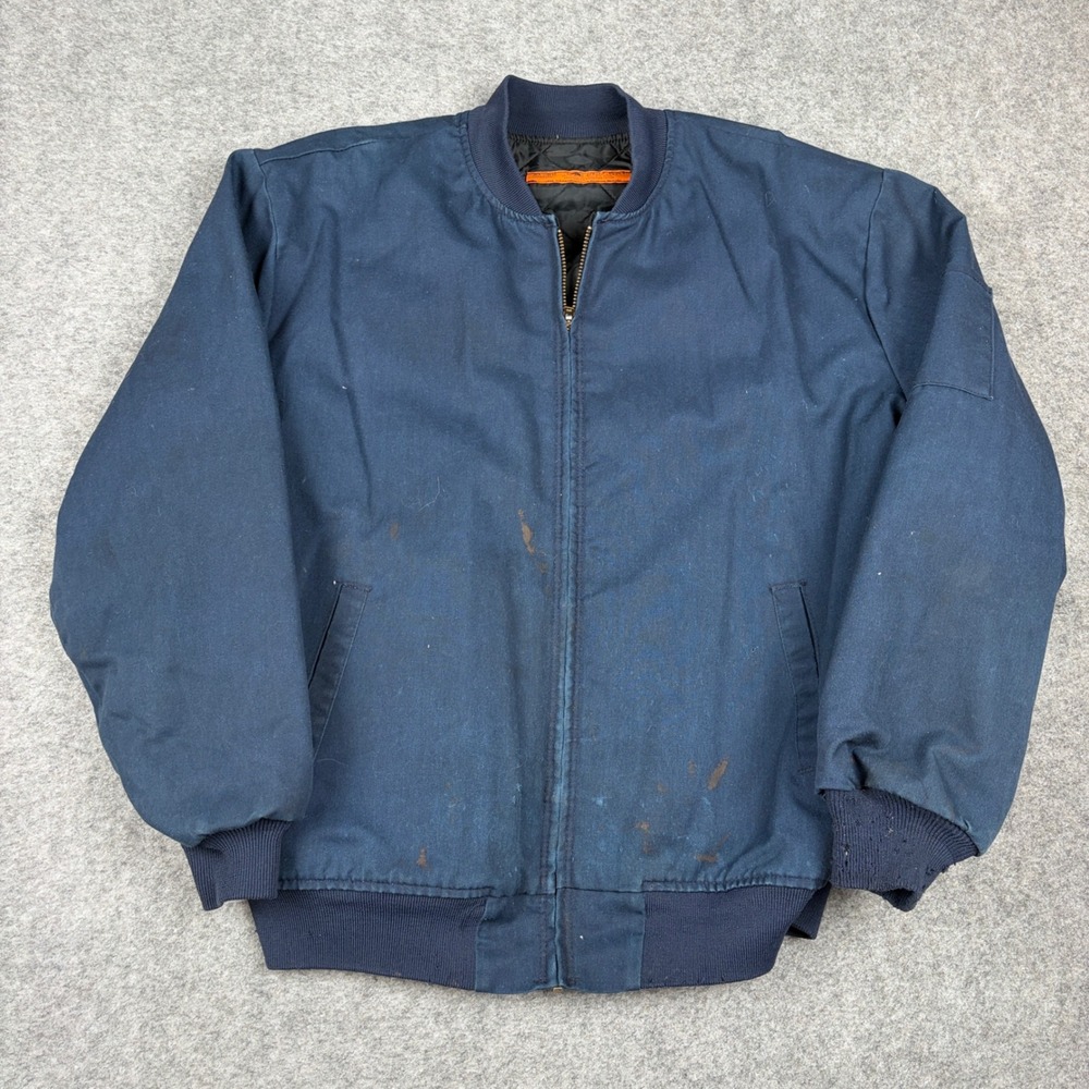 Vintage 90s Red Kap Bomber Jacket Mens XL Navy Blue Workwear Outdoor Made In USA